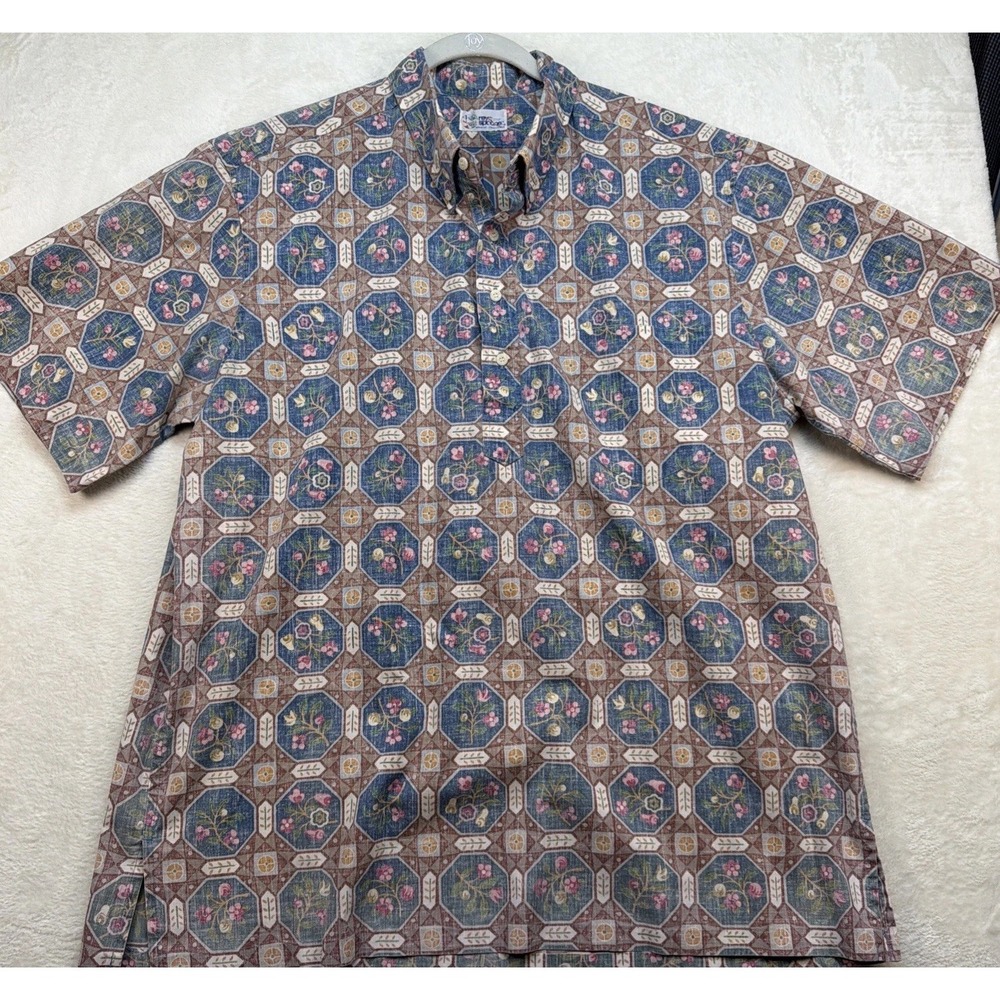 Vintage 90s Reyn Spooner Hawaiian Shirt Mens XL Reverse Print Aloha Made‎ Hawaii